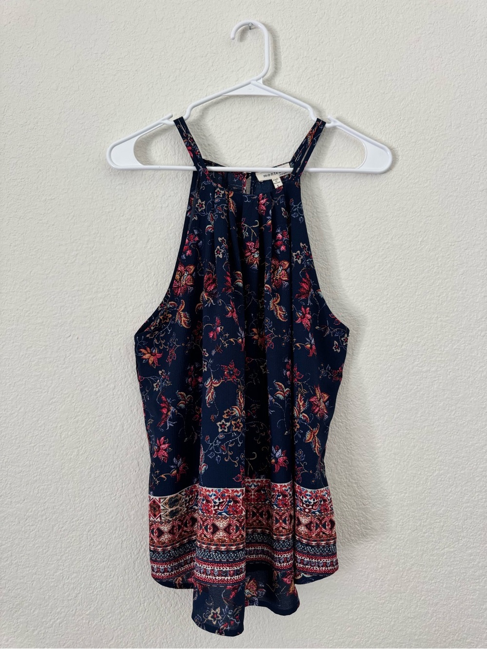 Monteau Los Angeles Floral Navy Halter Camisole